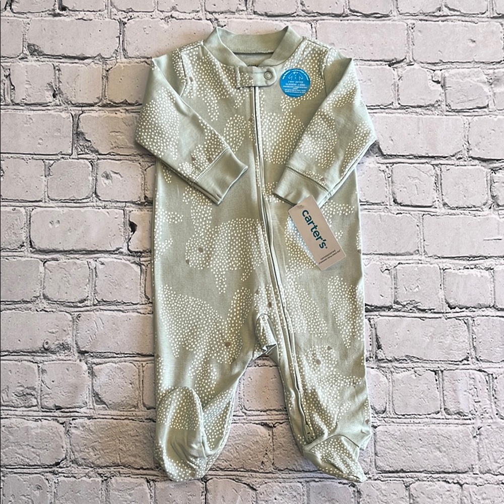 Carter's Green & White Bunny One Piece Pyjama 6m